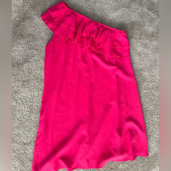 SHEIN Fuchsia One Shoulder Ruffle Dress - Picture 5 of 6